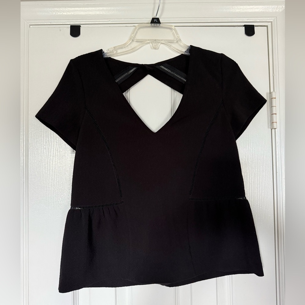 Sézane Amanda Black Blouse Short Sleeve Size 36 (US 4) - Picture 2 of 10